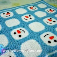 Crochet Snowman Granny Squares Blanket - free pattern