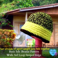 Basic hdc Beanie Hat Pattern With 3rd loop Striped Edge - free pattern