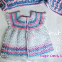 Crochet Newborn Baby Dress Sugar Candy Stripes - free pattern