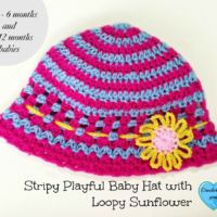 Stripy Playful Baby Hat with Loopy Sunflower -free crochet pattern