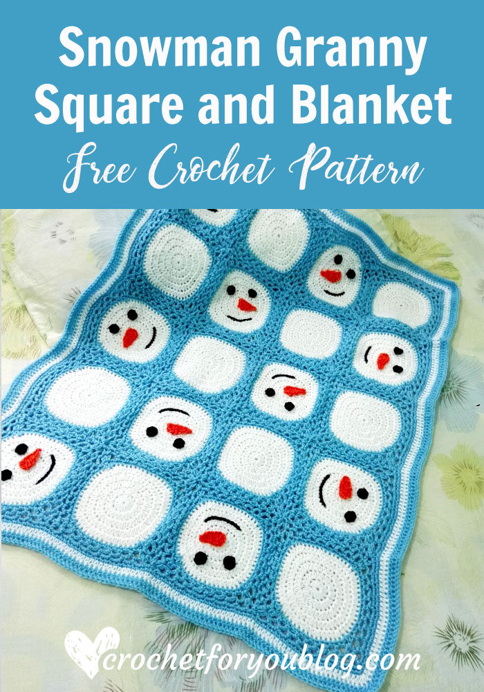 Snowman Granny Square and Blanket - free crochet pattern