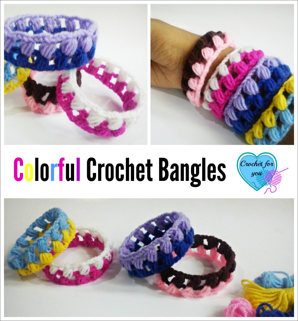 Crochet Colorful Crochet Bangles - free pattern