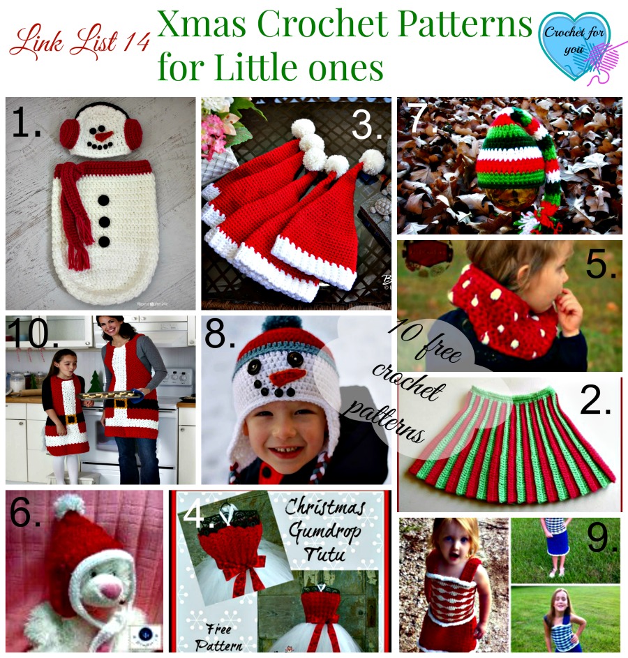 Link List 14Xmas Crochet Patterns for little girls and boys