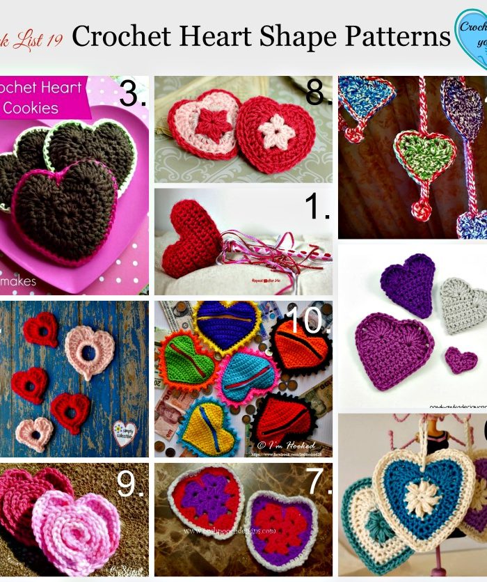 Link List 19 Crochet Heart shape patterns