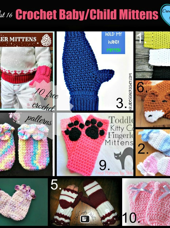 Link list 16 Crochet Baby/Child Mittens
