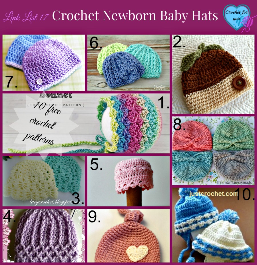 Link list 17 Crochet newborn baby hat