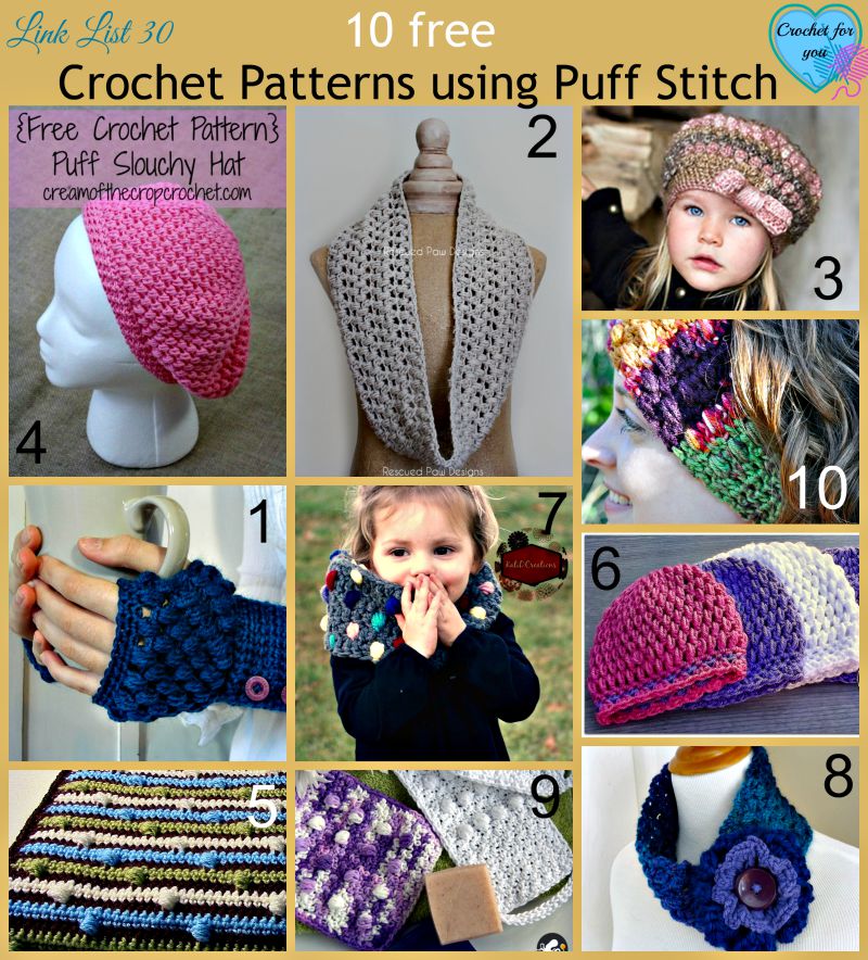 10 free Crochet Patterns using Puff Stitch