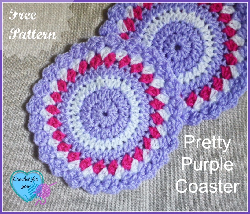 Pretty Purple Coasters - free crochet pattern