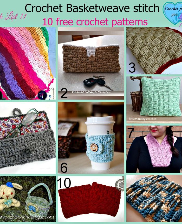 Crochet Basketweave stitch - 10 free patterns