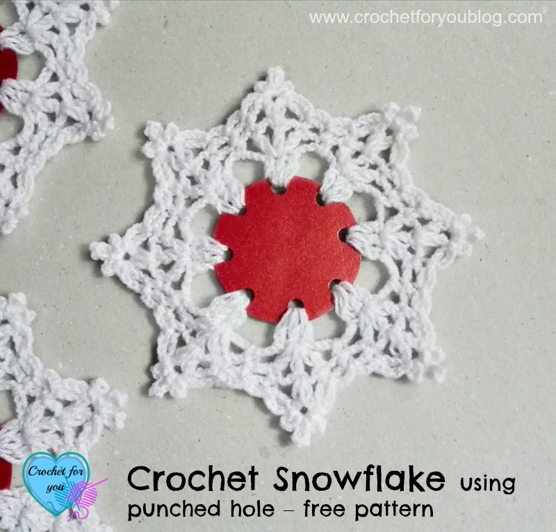 Crochet Snowflake using punched hole – free pattern