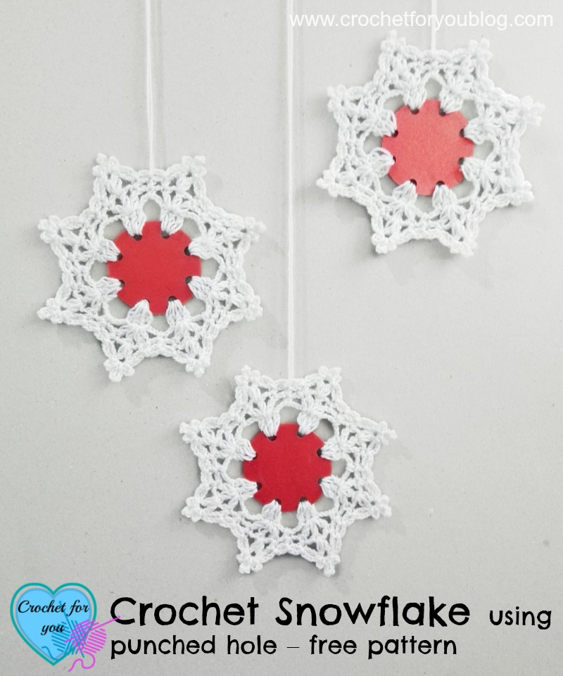 Crochet Snowflake using punched hole – free pattern