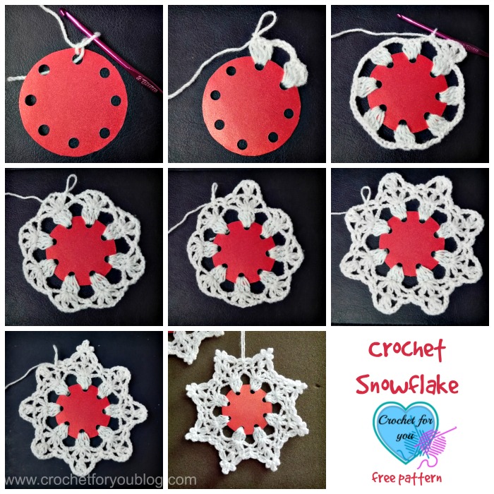 Crochet Snowflake using punched hole – free pattern