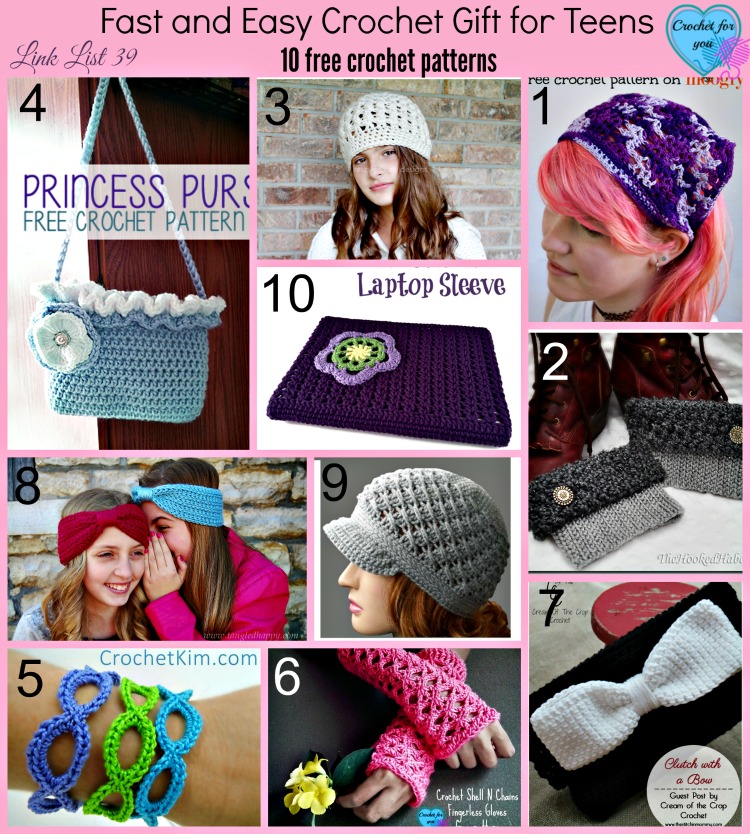 Fast and Easy Crochet Gift for Teens - 10 free crochet patterns