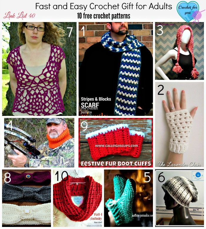 Fast and Easy Crochet Gift for Adults - 10 free crochet patterns