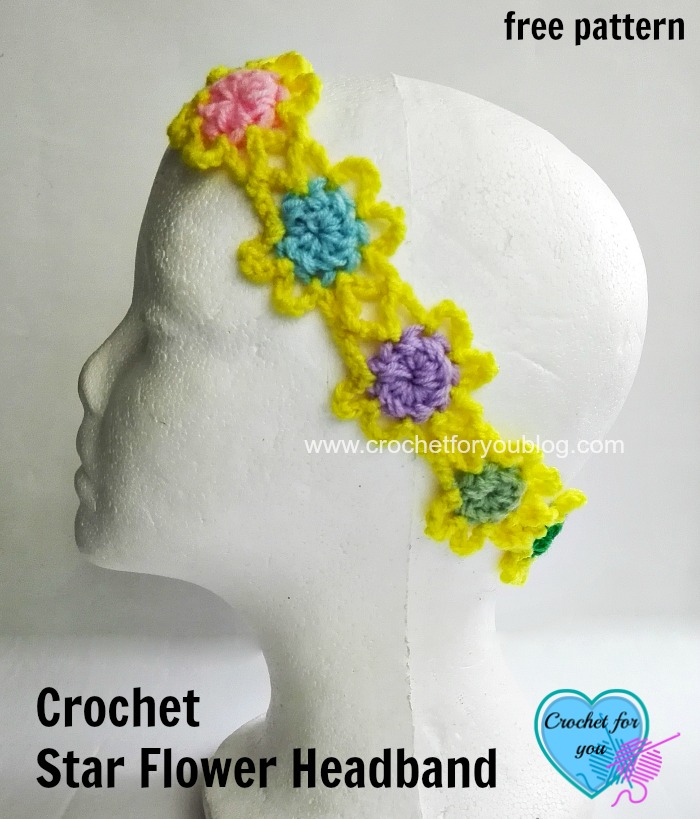 Crochet Star Flower Headband - free pattern