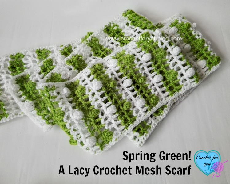 Spring Green! A Lacy Crochet Mesh Scarf - free pattern