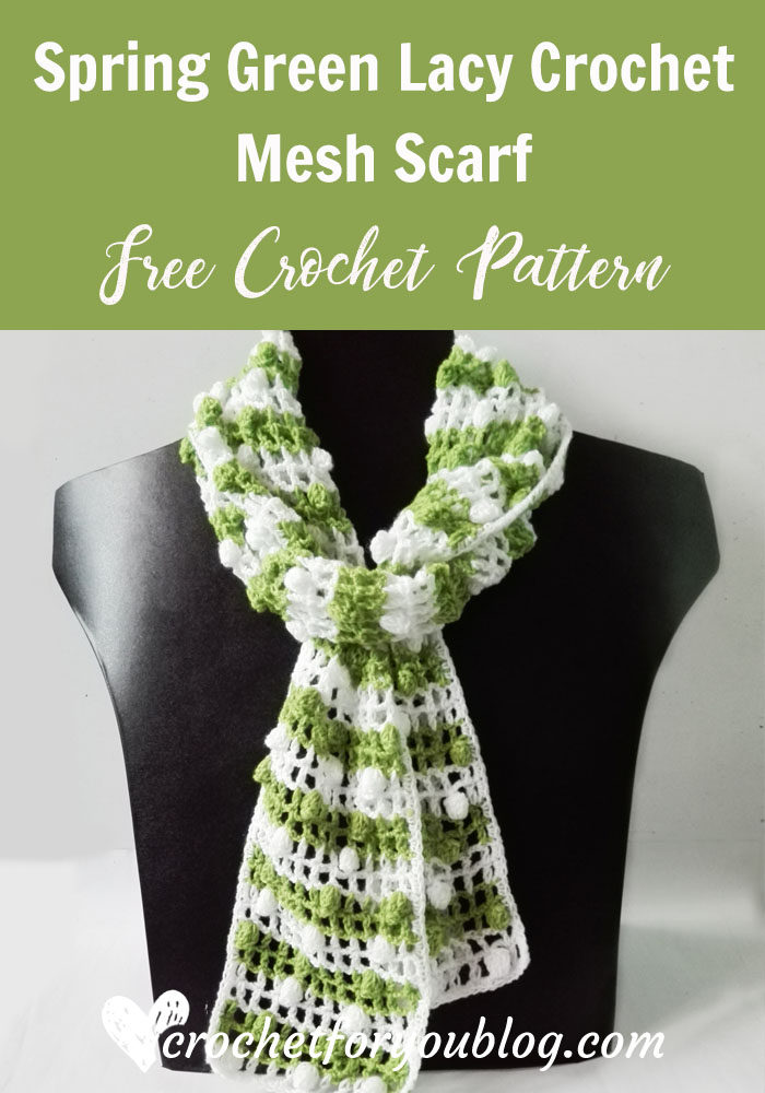 Spring Green Lacy Crochet Mesh Scarf - free crochet pattern