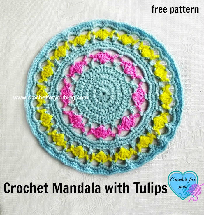 Crochet Mandala with Tulips - free pattern