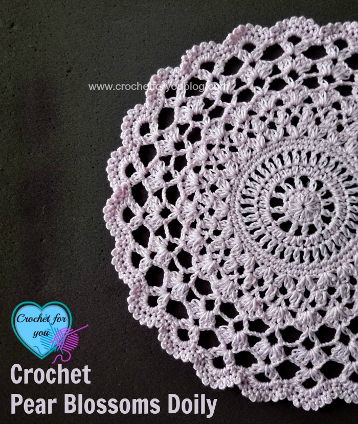Crochet Pear Blossoms Doily - free pattern
