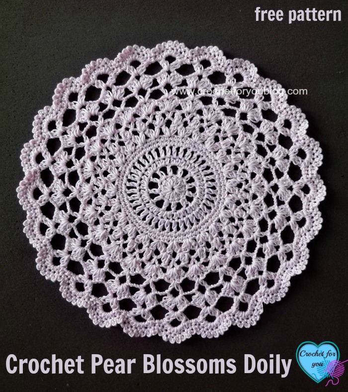 Crochet Pear Blossoms Doily - free pattern