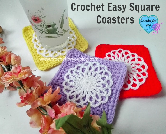 Crochet Easy Square Coasters - free crochet pattern