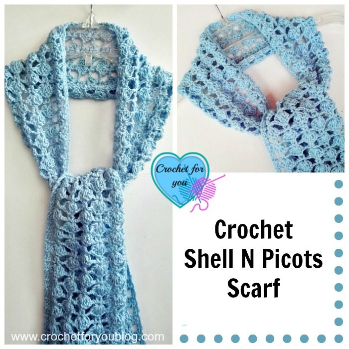 Crochet Shell N Picots Scarf - free crochet pattern