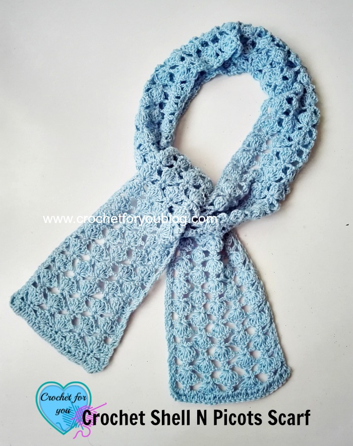 Download Crochet Shell N Picots Scarf Free Crochet Pattern - Crochet For You