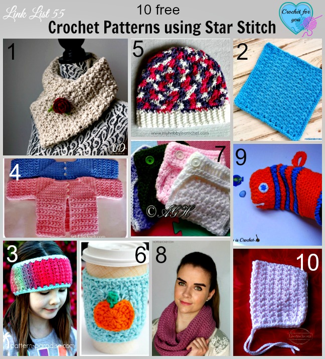 10 Free Crochet Patterns using Star Stitch