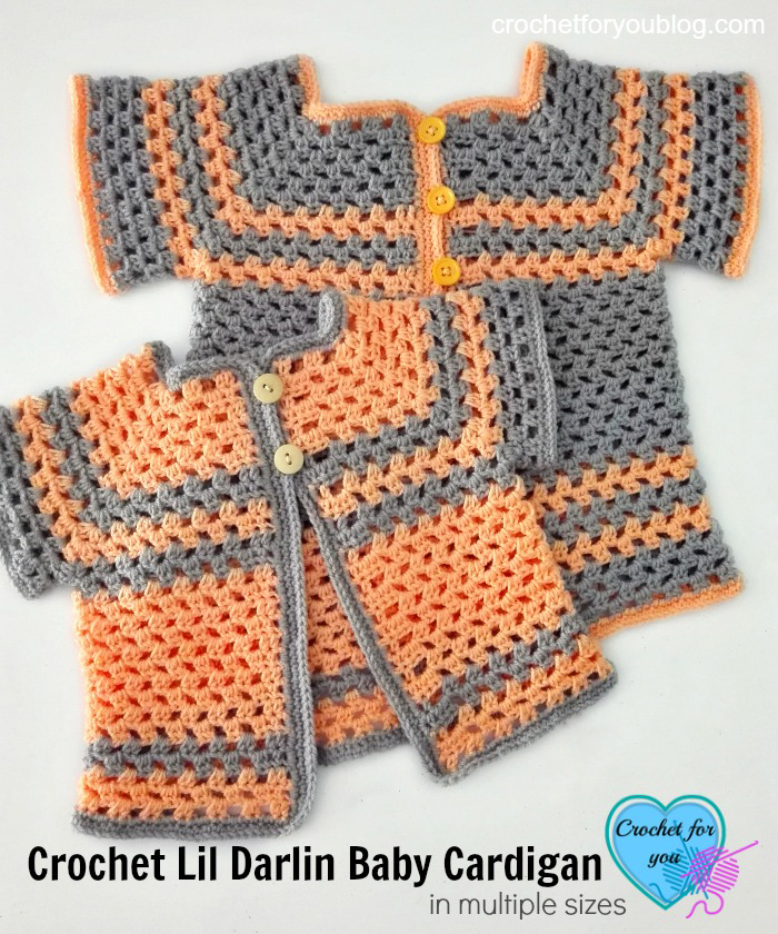 Crochet Lil Darlin Baby Cardigan Pattern in Multiple Sizes