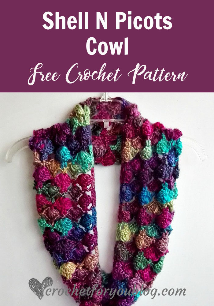 Shell N Picots Cowl - free crochet pattern