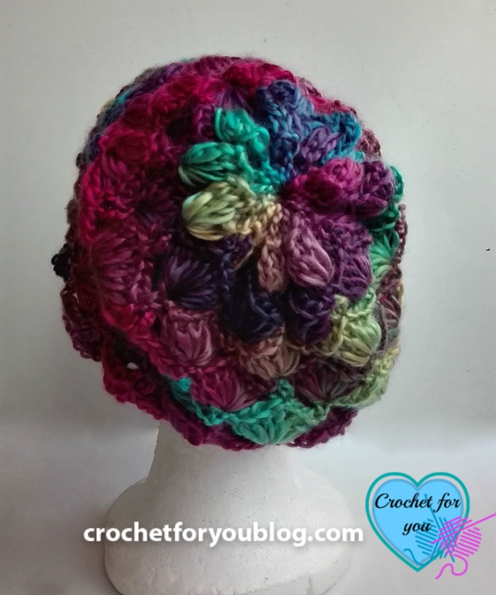 Crochet Shell N Picots Slouch Hat - free pattern