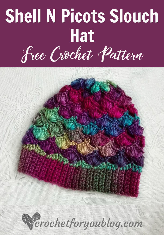 Shell N Picots Slouch Hat - free crochet pattern