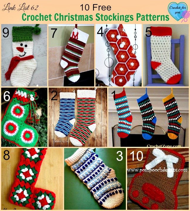 10 Free Crochet Christmas Stockings Patterns