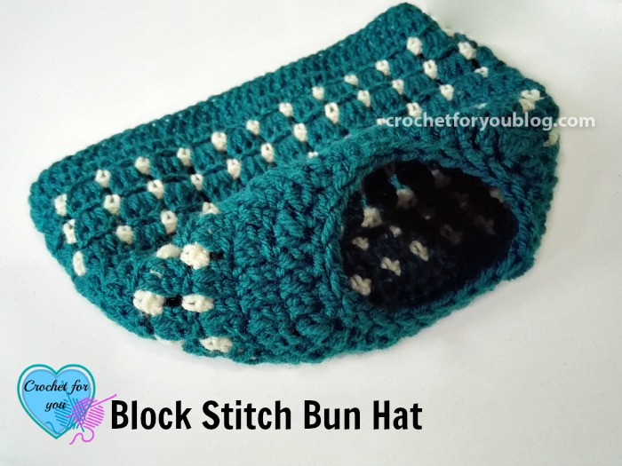 Block Stitch Bun Hat Free Crochet Pattern