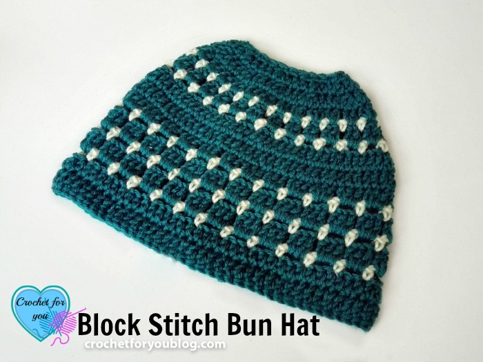 Block Stitch Bun Hat Free Crochet Pattern