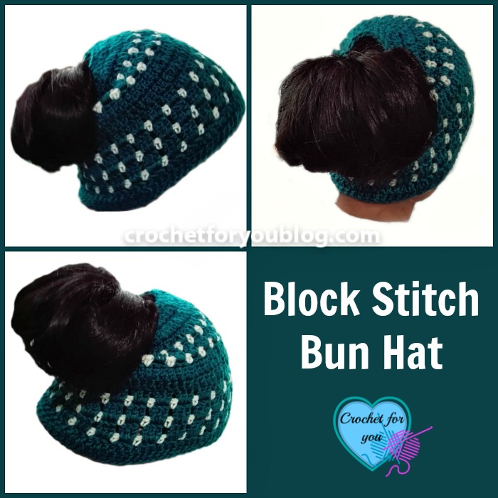 Block Stitch Bun Hat Free Crochet Pattern