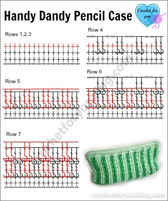 Crochet chart for Handy Dandy Pencil Case
