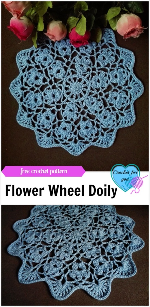 Flower Wheel Doily - free crochet pattern