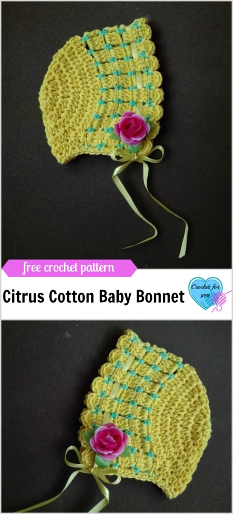 Citrus Cotton Baby Bonnet Free Crochet Pattern