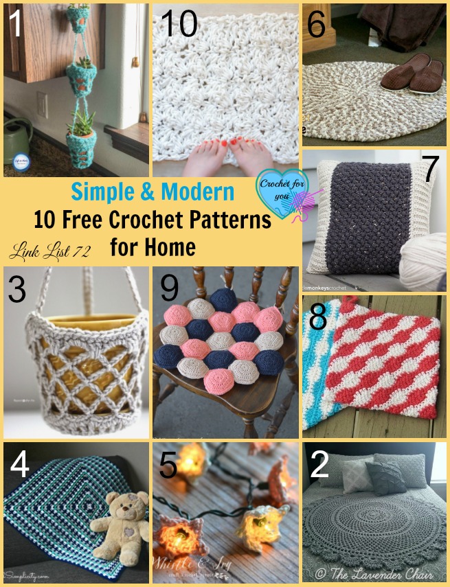 Simple & Modern 10 Free Crochet Patterns for Home
