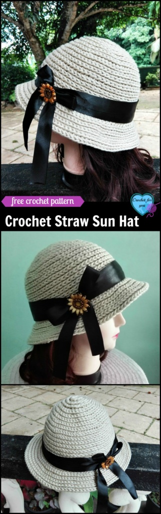 Crochet Straw Sun Hat - free pattern