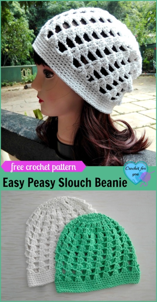 Easy Peasy Slouch Beanie - free crochet pattern