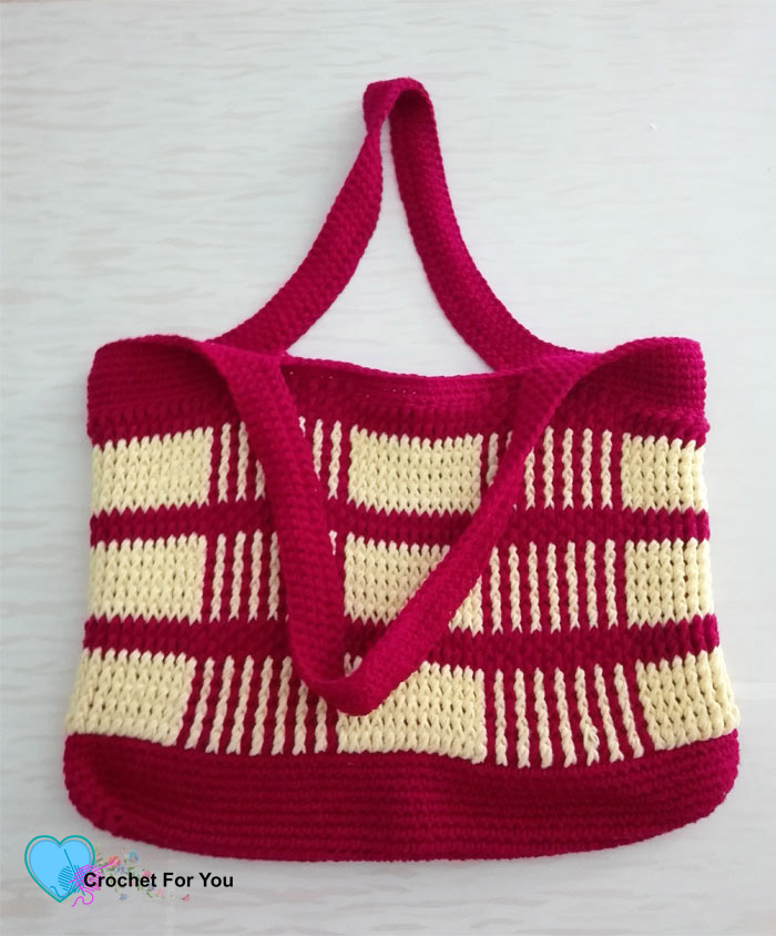 Crochet Uptown Plaid Tote Bag Free Pattern - Crochet For You