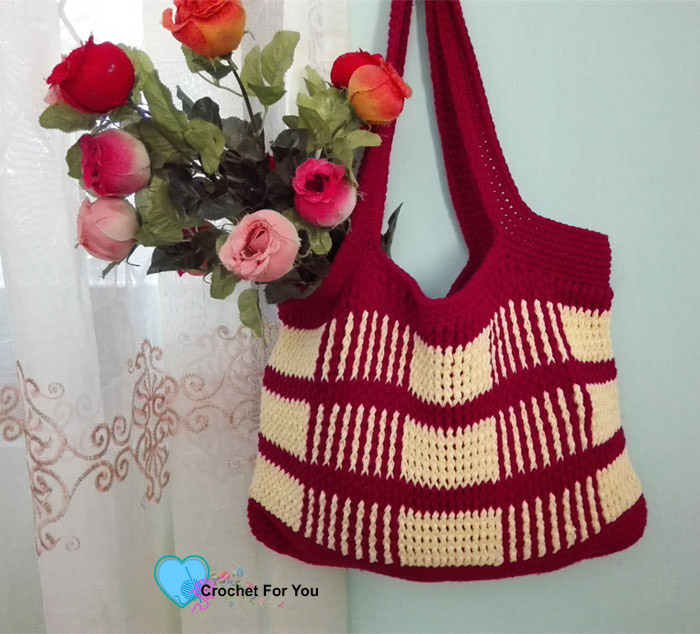 Crochet Uptown Plaid Tote Bag