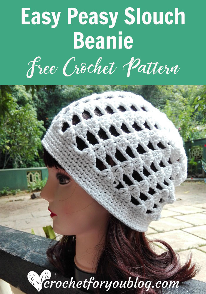 Easy Peasy Slouch Beanie - free crochet pattern