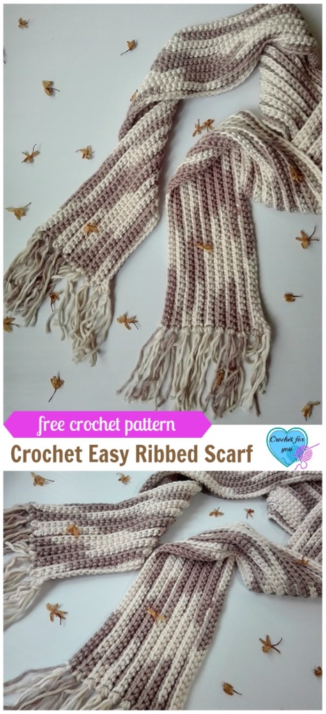 Crochet Easy Ribbed Scarf - free pattern