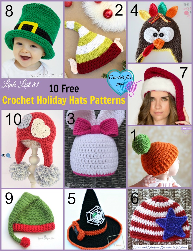 10 Free Crochet Holiday Hats Patterns