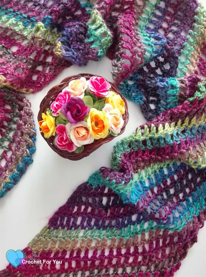Crochet Angled Mesh Scarf - free pattern