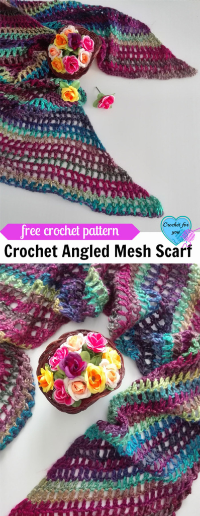 Crochet Angled Mesh Scarf - free pattern