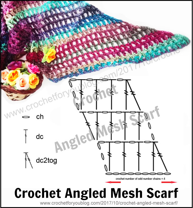 Crochet Angled Mesh Scarf - free pattern